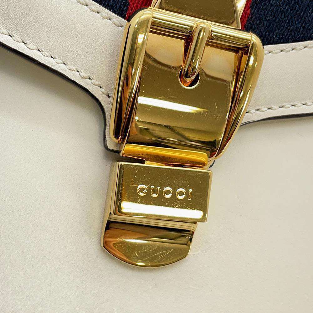Gucci Sylvie Shoulder Bag Handbag Chain Motif White - Picture 12 of 12